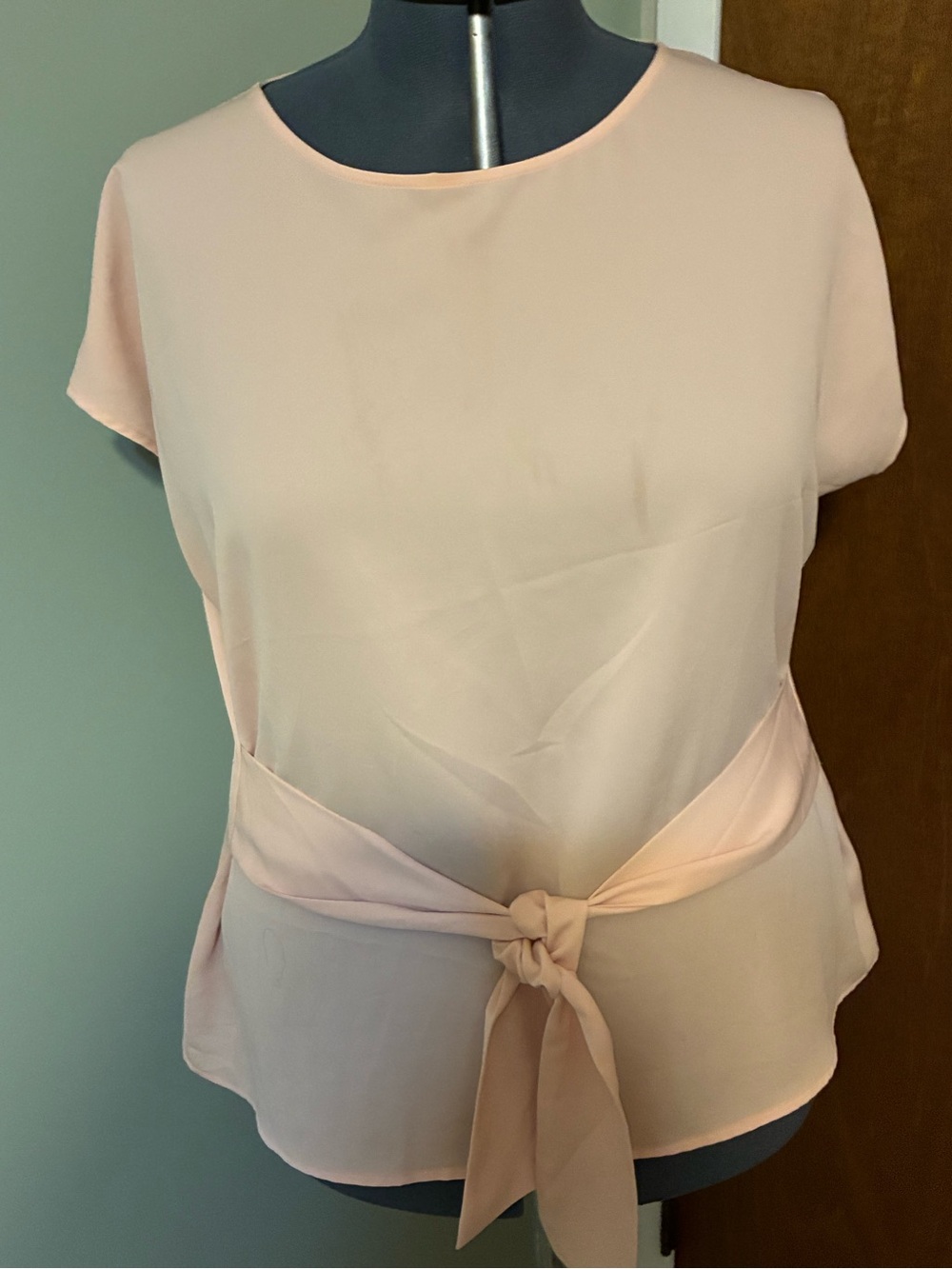 Apt. 9 Soft Blush Pink Tie-Front Short Sleeve Blouse